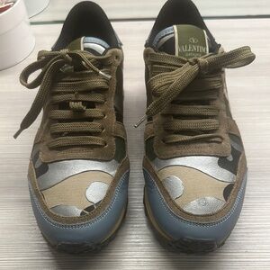 Valentino Camouflage Sneakers - Brown, Green, Blue